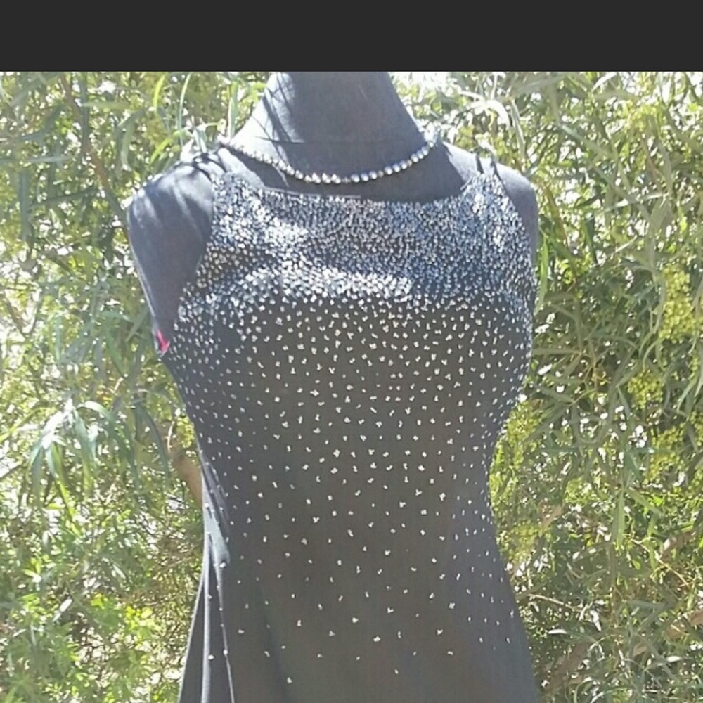Formal Black Dress with Beautiful Bead Embellishment